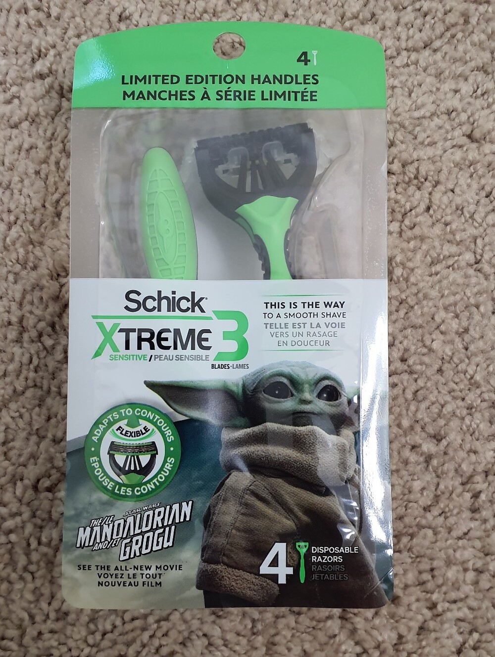 Schick Xtreme 3 Disposable Razors, Limited Edition Handles Mando Grogu 44 Shaves